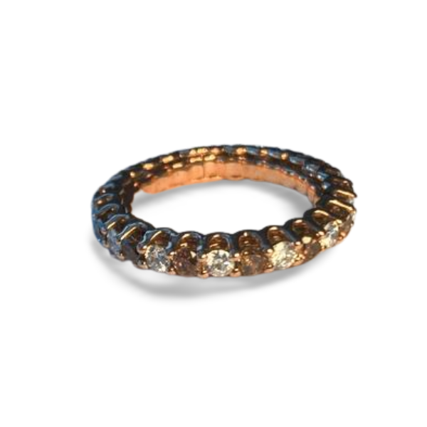 Gorgeous 14K Pink Rose Gold Champagne Diamond Eternity Band Ring - GGEMSonline