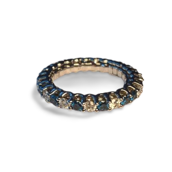 Gorgeous Designer 14K White Gold Blue Diamond Eternity Band Ring - GGEMSonline
