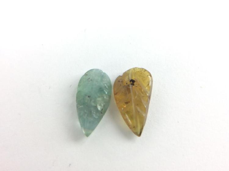 Stunning Group 8 pieces Loose Natural Hand Carved Tourmaline Leaves - GGEMSonline