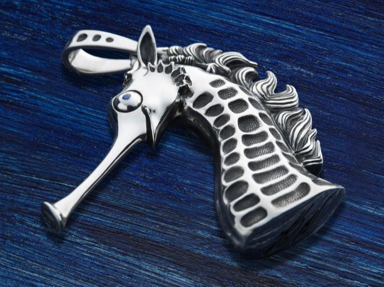 Designer Sterling Silver 22k Gilded Seahorse Mihail Chemiakin Pendant Brooch Pin - GGEMSonline