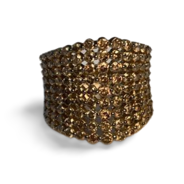 Stunning Designer Yellow Gold Vermeil 925 Silver Champagne Diamond Band Ring - GGEMSonline