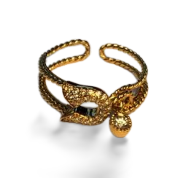 Stunning 18K Yellow Gold Diamond Safety Pin Charm Band Ring - GGEMSonline