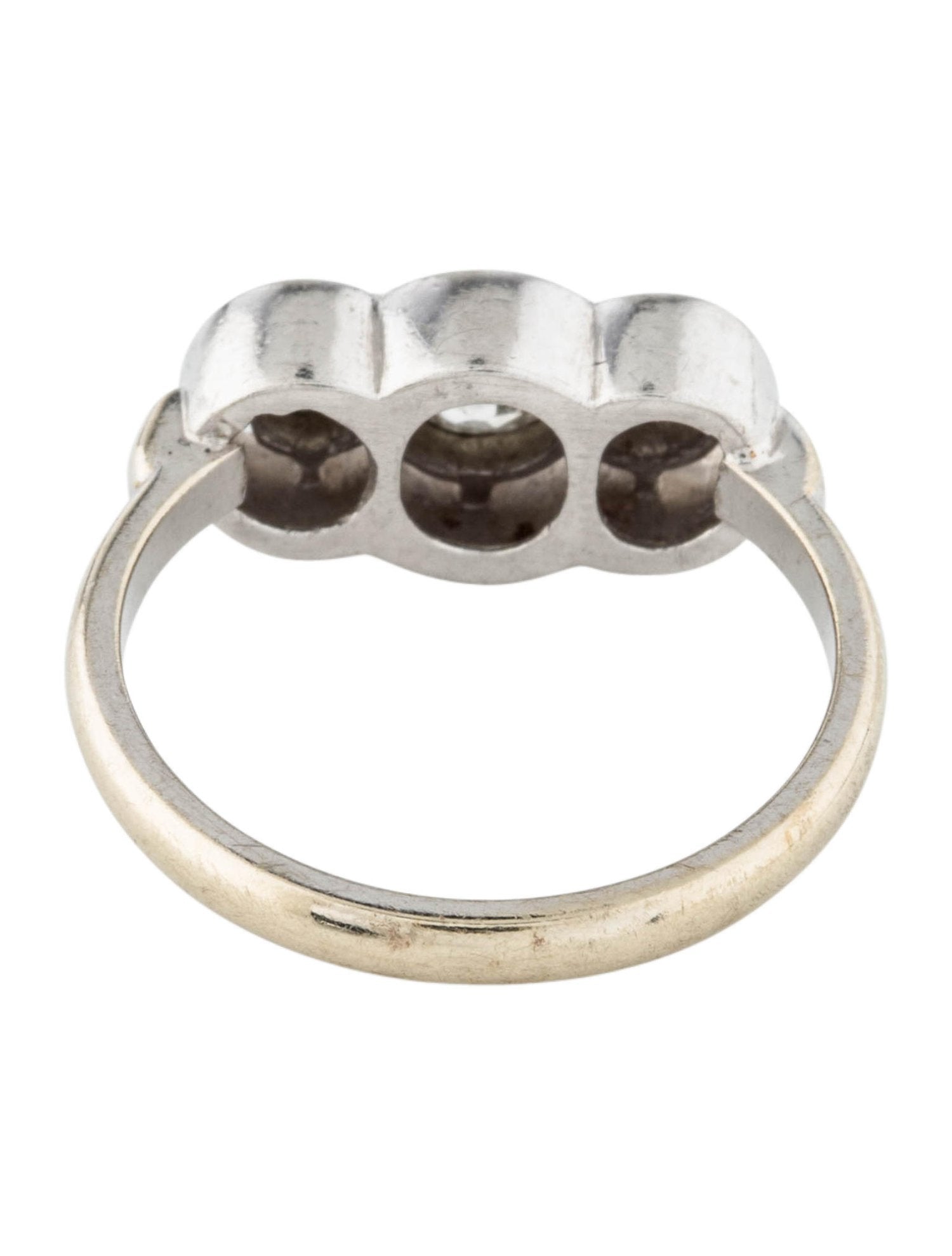 Antique Estate 14K White Gold Diamond 3-Stone Pinky Band Ring - GGEMSonline