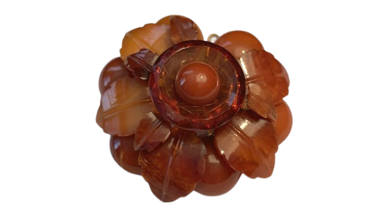 Stunning Antique Natural Floral Fflower Butterscotch Amber Brooch Pin Pendant - GGEMSonline