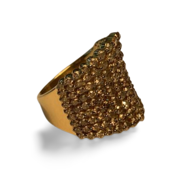 Stunning Designer Yellow Gold Vermeil 925 Silver Champagne Diamond Band Ring - GGEMSonline