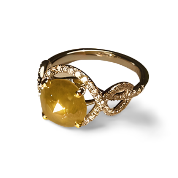 Estate 18K White Gold Raw Yellow Solitaire Diamond 3 Carat Engagement Ring - GGEMSonline