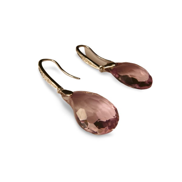 Unique 18K White Gold Diamond Amethyst Dangle Drop Earrings - GGEMSonline