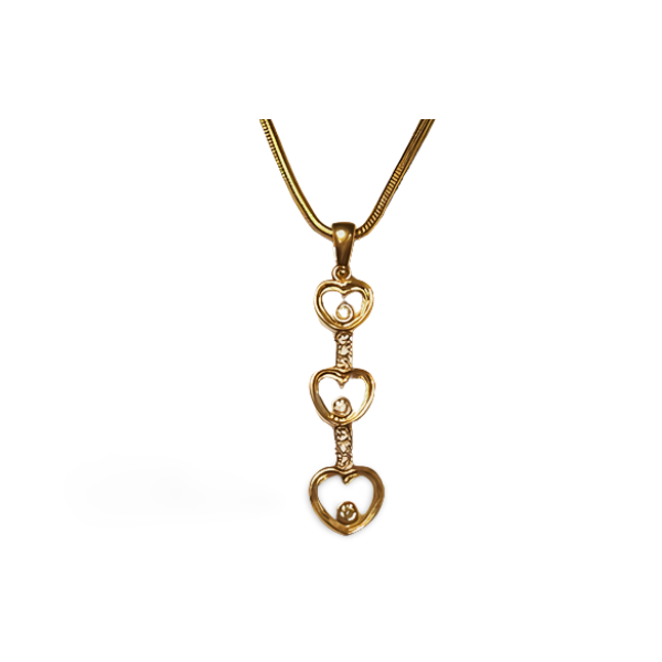 Gorgeous 14K Yellow Gold Floating Diamond Heart Pendant Slide - GGEMSonline