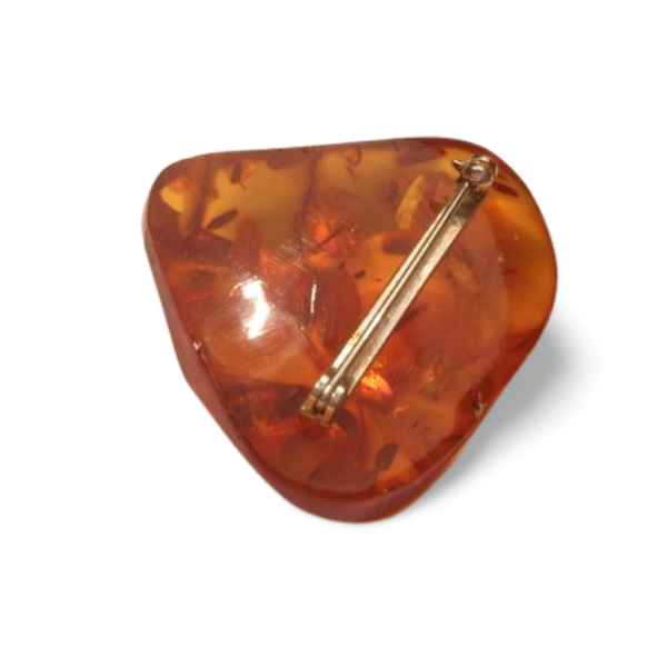 Unique Antique 825 Sterling Silver Amber Brooch Pin Pendant - GGEMSonline