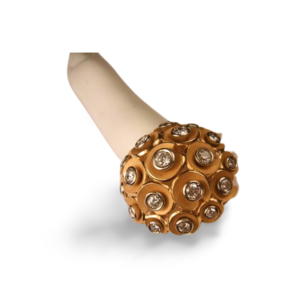 Stunning Designer 18K Pink Rose Gold Huge Diamond Dome Cocktail Ring - GGEMSonline