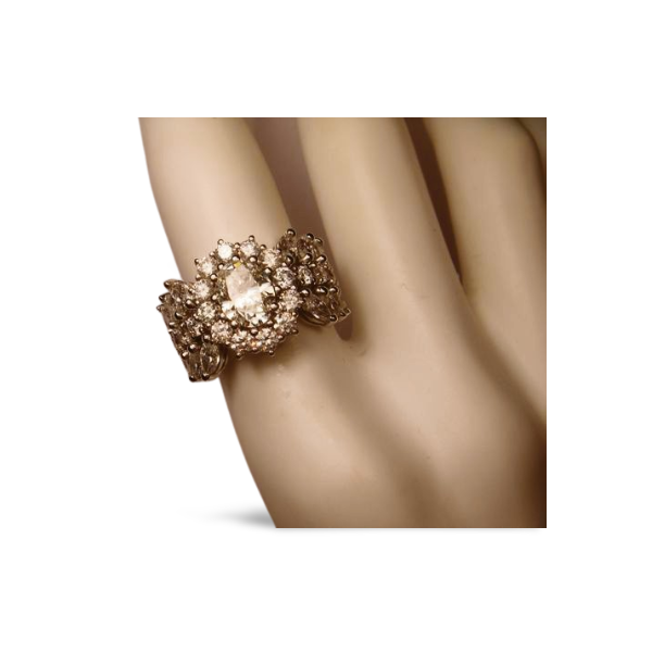 Magnificent 18K White Gold Oval Solitaire Diamond Engagement Ring Band - GGEMSonline