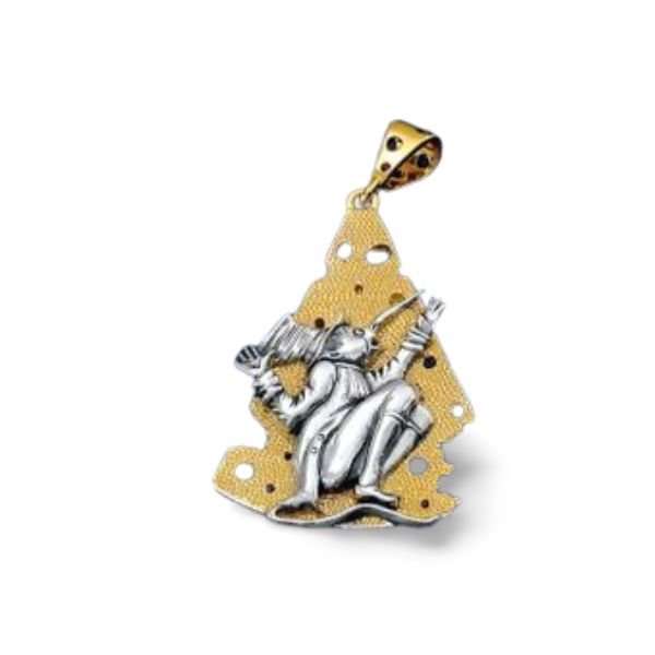 Designer Sterling Silver 22k Gilded Nutcracker Rat Cheese Mihail Chemiakin Slide Pendant - GGEMSonline