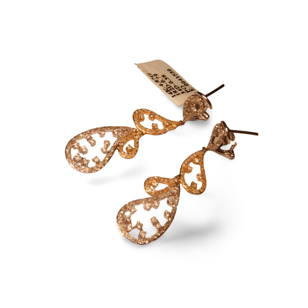 Gorgeous 14K White Gold Diamond Hanging Drop Dangle Filigree Earrings - GGEMSonline