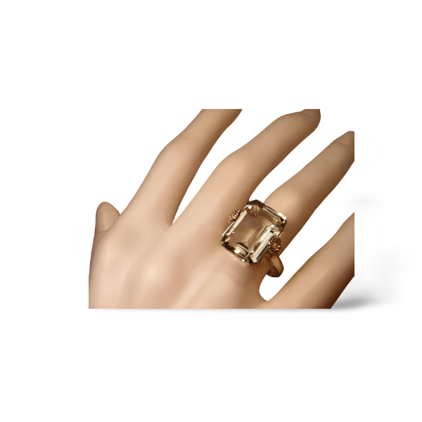 Gorgeous 18K White Gold Diamond Prasiolite Cocktail Ring - GGEMSonline