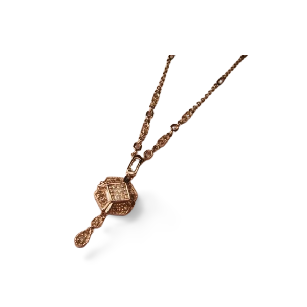 Beautiful Antique Estate 14K White Gold Diamond Lariat Station Necklace - GGEMSonline