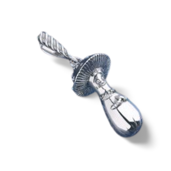 Designer Sterling Silver 22k Gilded Mushroom Mihail Chemiakin Slide Pendant - GGEMSonline