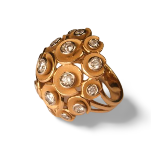 Stunning Designer 18K Pink Rose Gold Huge Diamond Dome Cocktail Ring - GGEMSonline