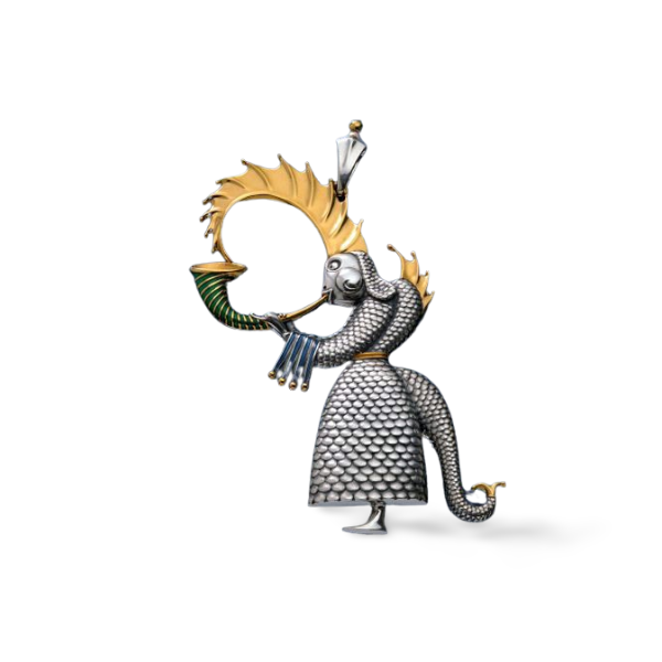 Designer Sterling Silver 22k Gilded Monk Mihail Chemiakin Slide Pendant - GGEMSonline