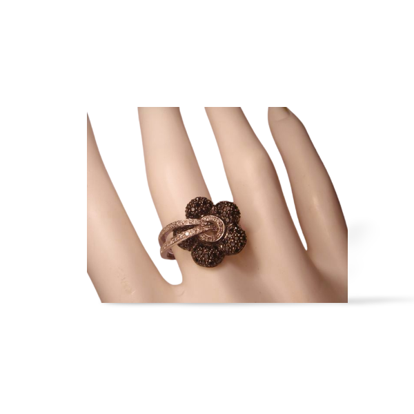 Magnificent Estate 14K White Gold Black Diamond Flower Floral Thru Ring - GGEMSonline