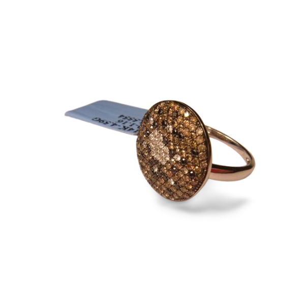 Stunning Estate 14K White Gold Black Champagne White Diamond Love Heart Mosaic Paved Ring - GGEMSonline