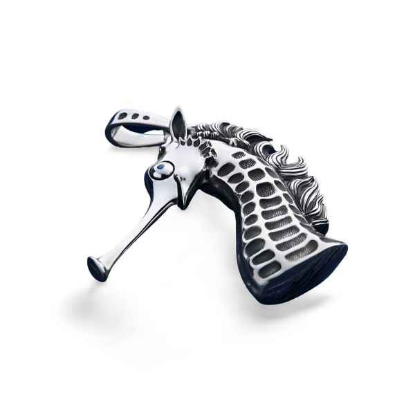 Designer Sterling Silver 22k Gilded Seahorse Mihail Chemiakin Pendant Brooch Pin - GGEMSonline