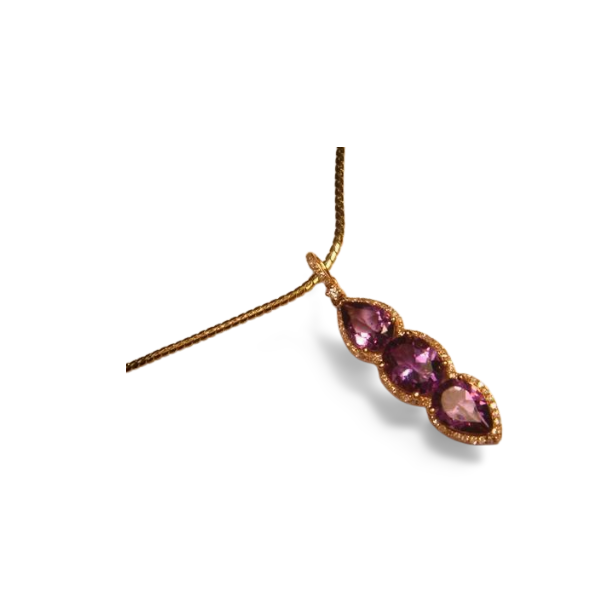 Stunning 14K Rose Pink Gold Amethyst Diamond Drop Pendant Necklace - GGEMSonline