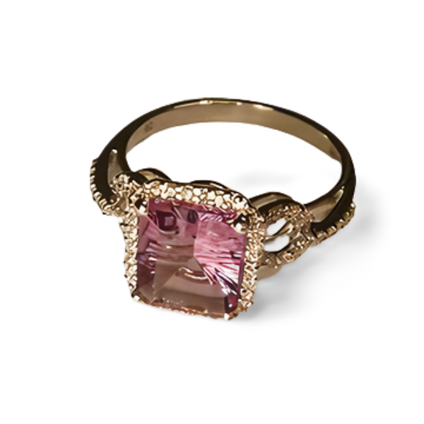 Beautiful Estate 14K White Gold Micro Pave Diamond Amethyst Ring - GGEMSonline