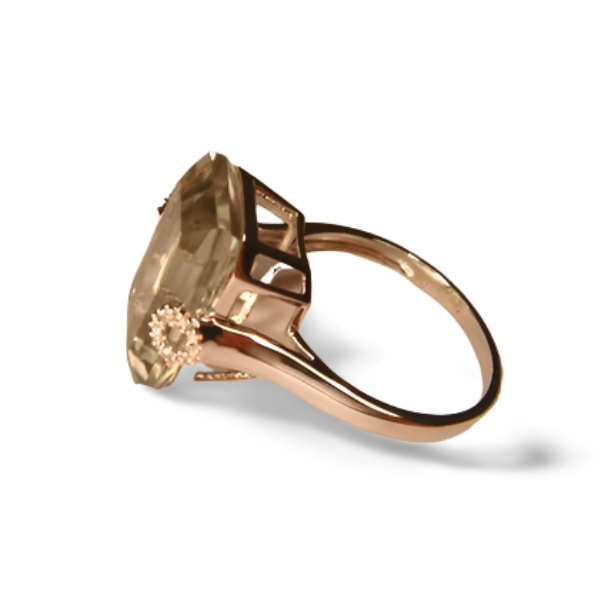 Gorgeous 18K White Gold Diamond Prasiolite Cocktail Ring - GGEMSonline