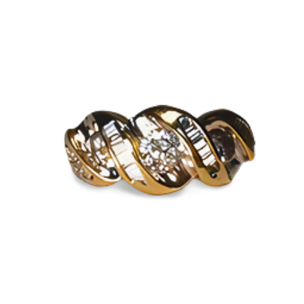 Stunning Estate 14K Yellow Gold 3-Stone Diamond Baguette Anniversary Band Ring - GGEMSonline