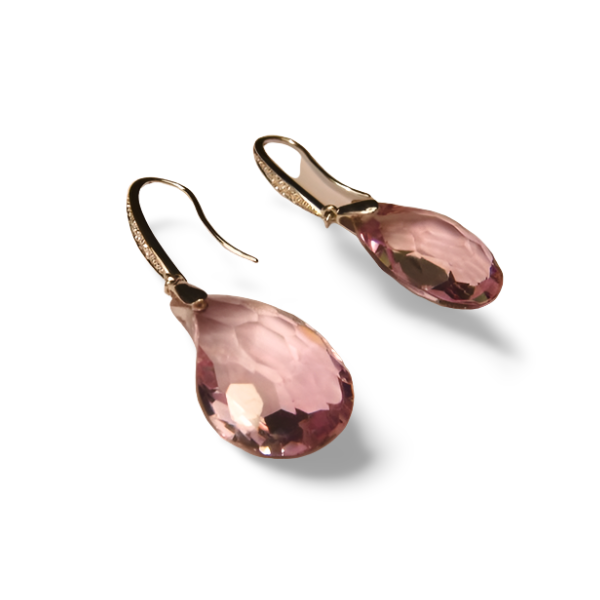 Unique 18K White Gold Diamond Amethyst Dangle Drop Earrings - GGEMSonline