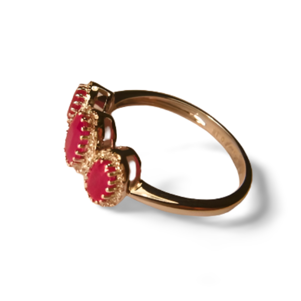 Gorgeous 14K White Gold Diamond Ruby 3-Stone Band Ring - GGEMSonline