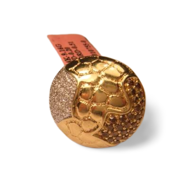 Fabulous Estate 14K Yellow Gold Champagne Diamond Beehive Nugget Handmade Ring - GGEMSonline