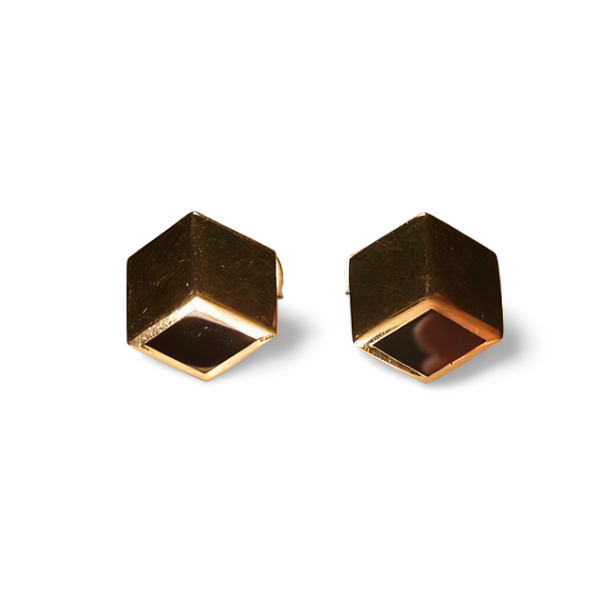 Stunning Estate 14K Yellow Gold Onyx Geometric Mens Cufflinks - GGEMSonline