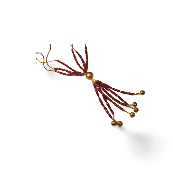 Magnificent 14K Yellow Gold Ruby Bead Drop Necklace - GGEMSonline