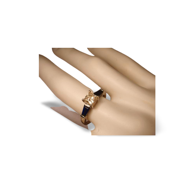 Stunning Estate 14K White Gold Princess Cut Diamond Tapered Baguette Sapphire Engagement Ring - GGEMSonline