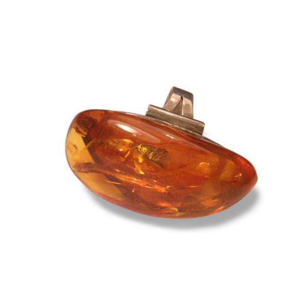 Gorgeous Art Deco Sterling Silver 925 Huge Baltic Amber Ring Band - GGEMSonline