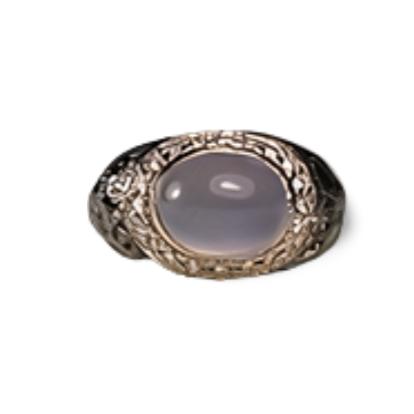 Magnificent 18K White Gold Hidalgo Diamond Chalcedony Grey Leopard Enamel Ring - GGEMSonline
