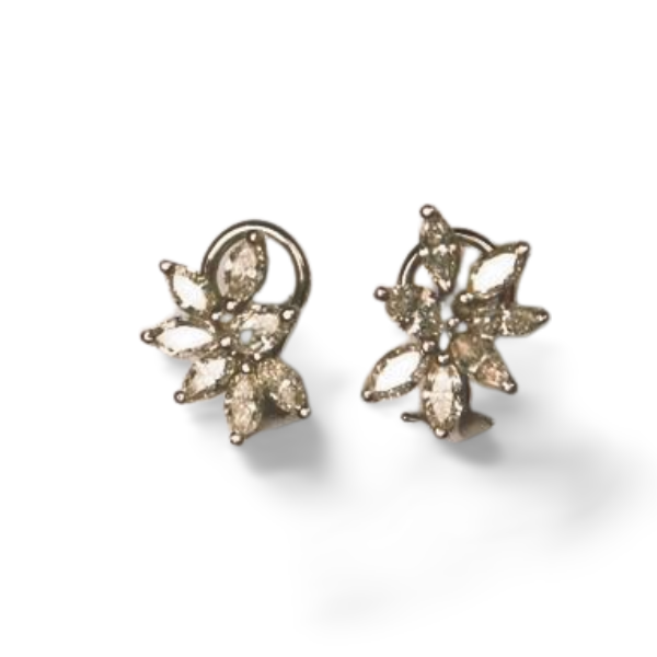 Designer 14K White Gold Cluster Diamond Stud Earrings 0.43ct 405628