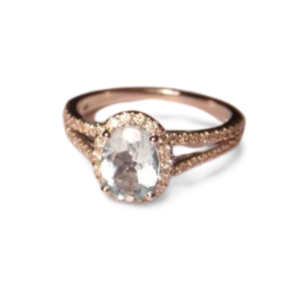 Beautiful 14K White Gold Aquamarine Diamond Engagement Ring - GGEMSonline