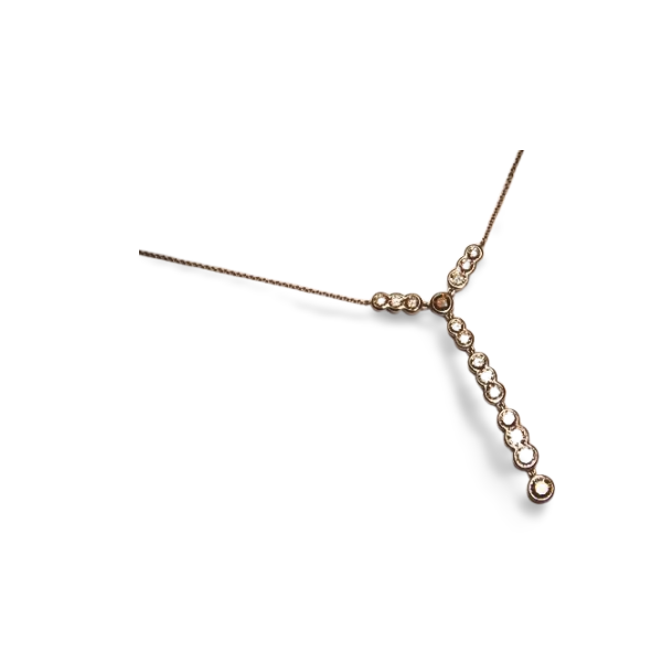 Exquisite 18K White Gold Fancy Color Brown Diamond Drop Necklace - GGEMSonline