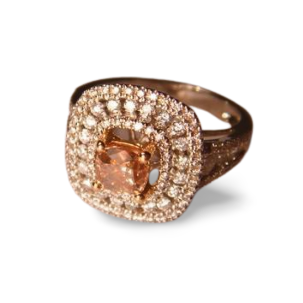 Gorgeous 18K White Gold Fancy Brownish Pink Diamond Engagement Ring Band - GGEMSonline