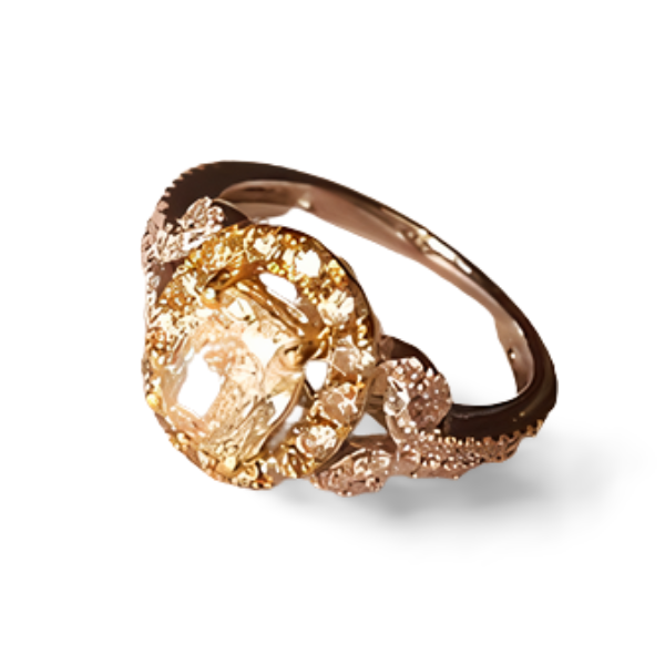 Gorgeous 18K White Gold Fancy Color Yellow Diamond Filigree Engagement Ring - GGEMSonline