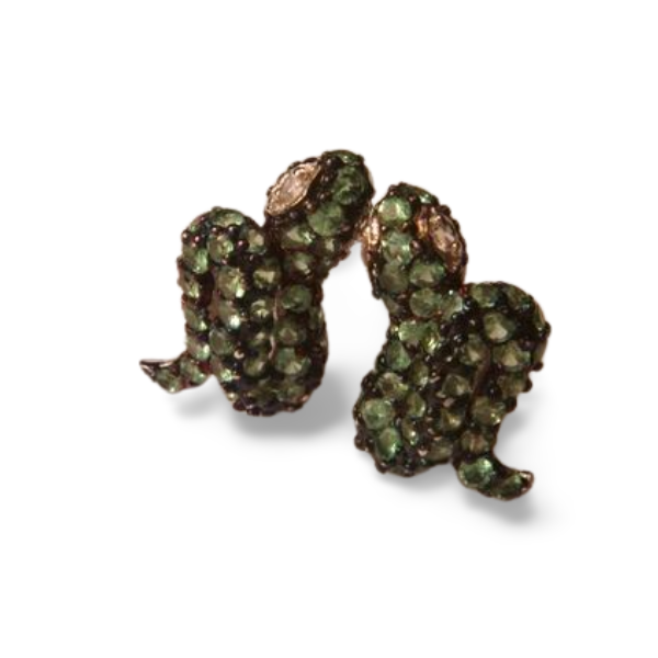 Unique Sterling Silver 925 Snake Diamond Emerald Earrings - GGEMSonline