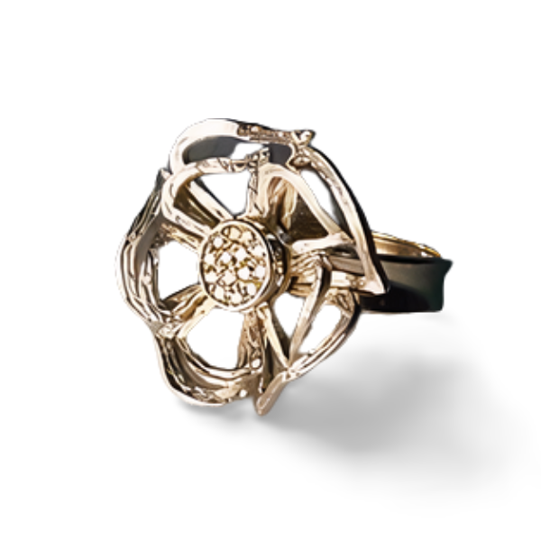 Magnificent Estate 14K White Gold Filigree Diamond Floral Cocktail Ring - GGEMSonline