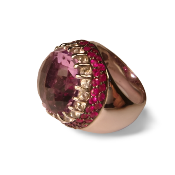 Beautiful 14K White Gold Diamond Sapphire Ruby Rubies Amethyst Bold Ring - GGEMSonline