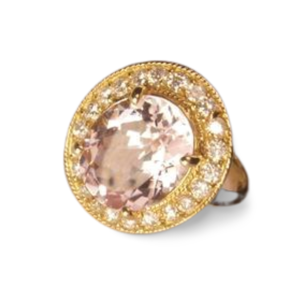 Magnificent Estate 14K Yellow Gold Diamond Kunzite Cocktail Engagement Ring - GGEMSonline