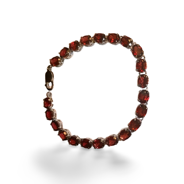 Gorgeous Sterling Silver Flexible .925 Natural Garnet Bracelet - GGEMSonline