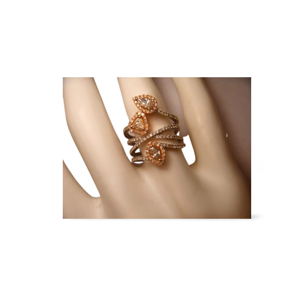 Magnificent Designer 18K White Pink Gold Diamond Paved Wide Band Ring - GGEMSonline