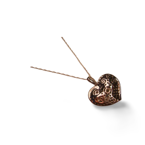 Gorgeous Estate 14K White Gold Champagne Diamond Hearts Pendant Necklace - GGEMSonline