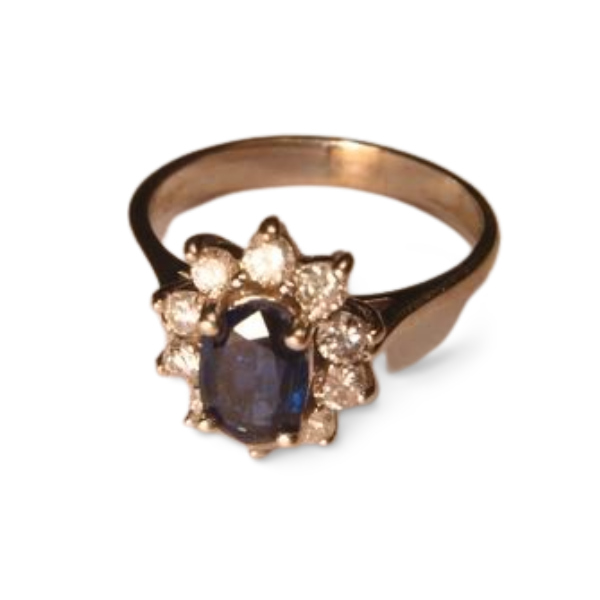 Estate 14K White Gold Sapphire Diamond Engagement Ring - GGEMSonline